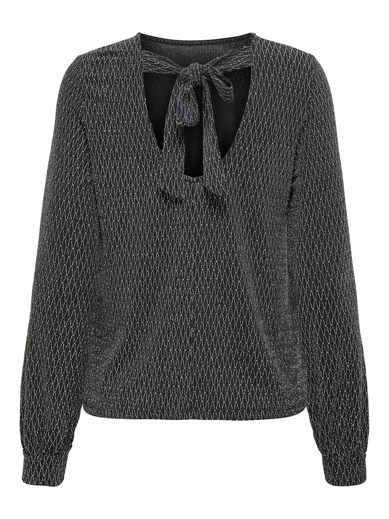 Carol Glitter Bow Top - Black Harlekin Silver