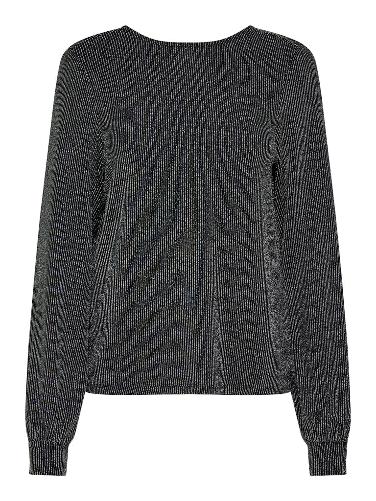 Carol Glitter Bow Top - Black Silver