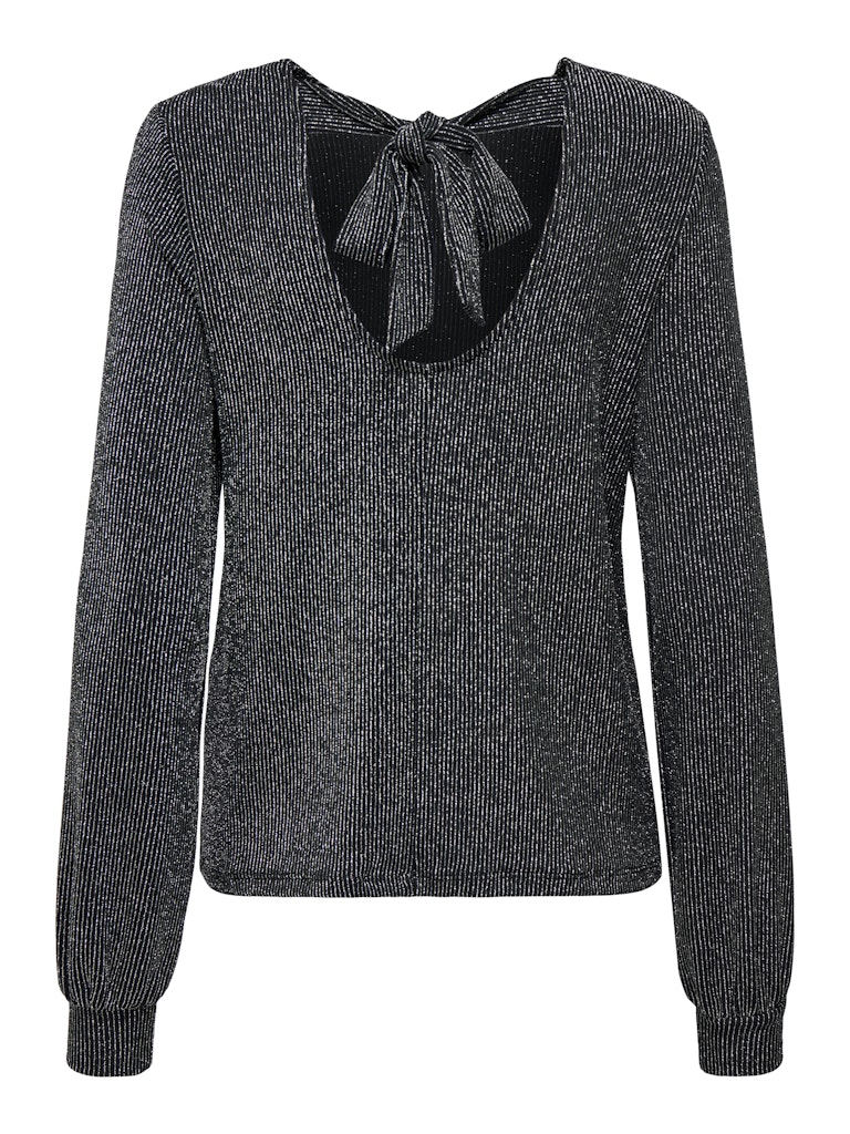 Carol Glitter Bow Top - Black Silver