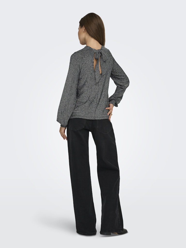 Carol Glitter Bow Top - Black Silver