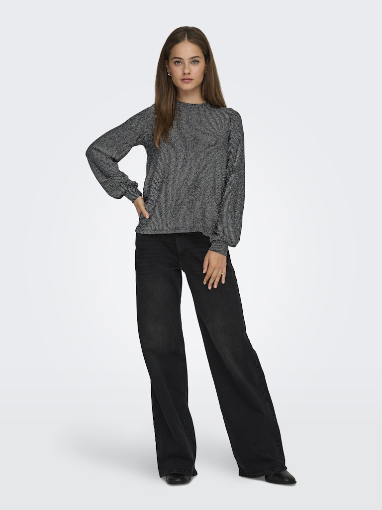 Carol Glitter Bow Top - Black Silver