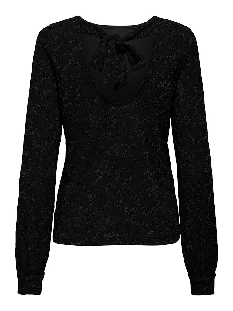 Carol Glitter Bow Top - Black Zebra