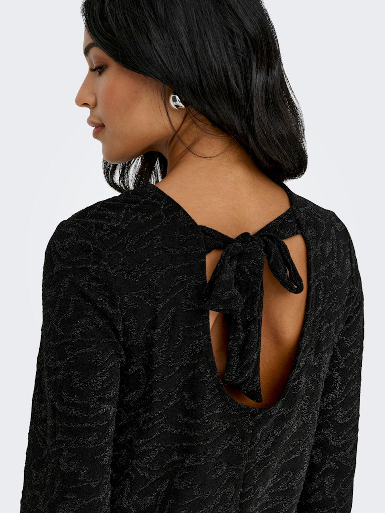 Carol Glitter Bow Top - Black Zebra