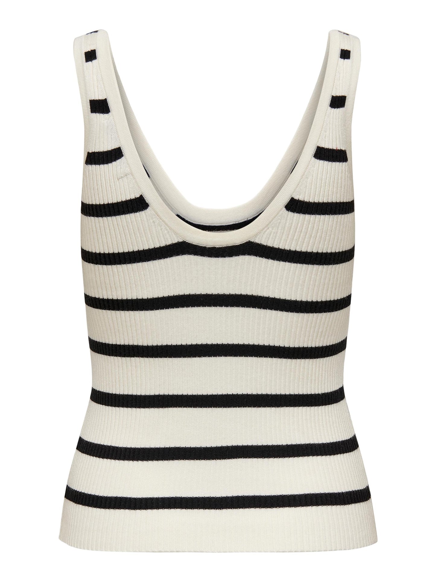 Andrea Knitted Singlet - Cloud Dancer Thin Stripes