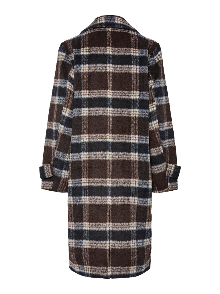 Marble Check Coat - Hot Fudge