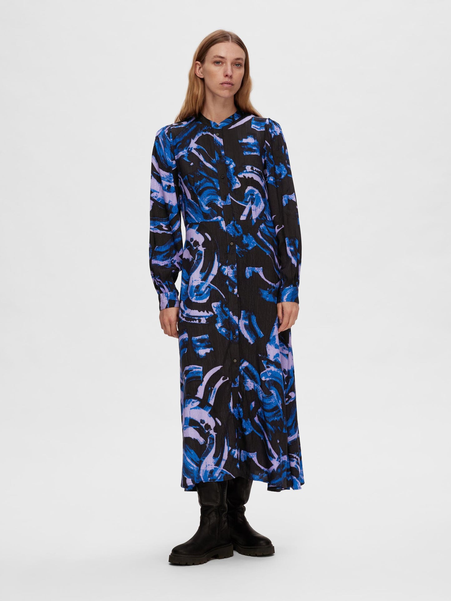 Cendela Midi Dress - Black/Blue