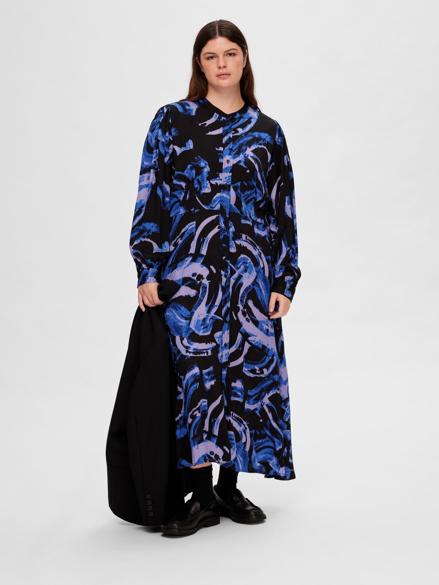 Cendela Midi Dress - Black/Blue