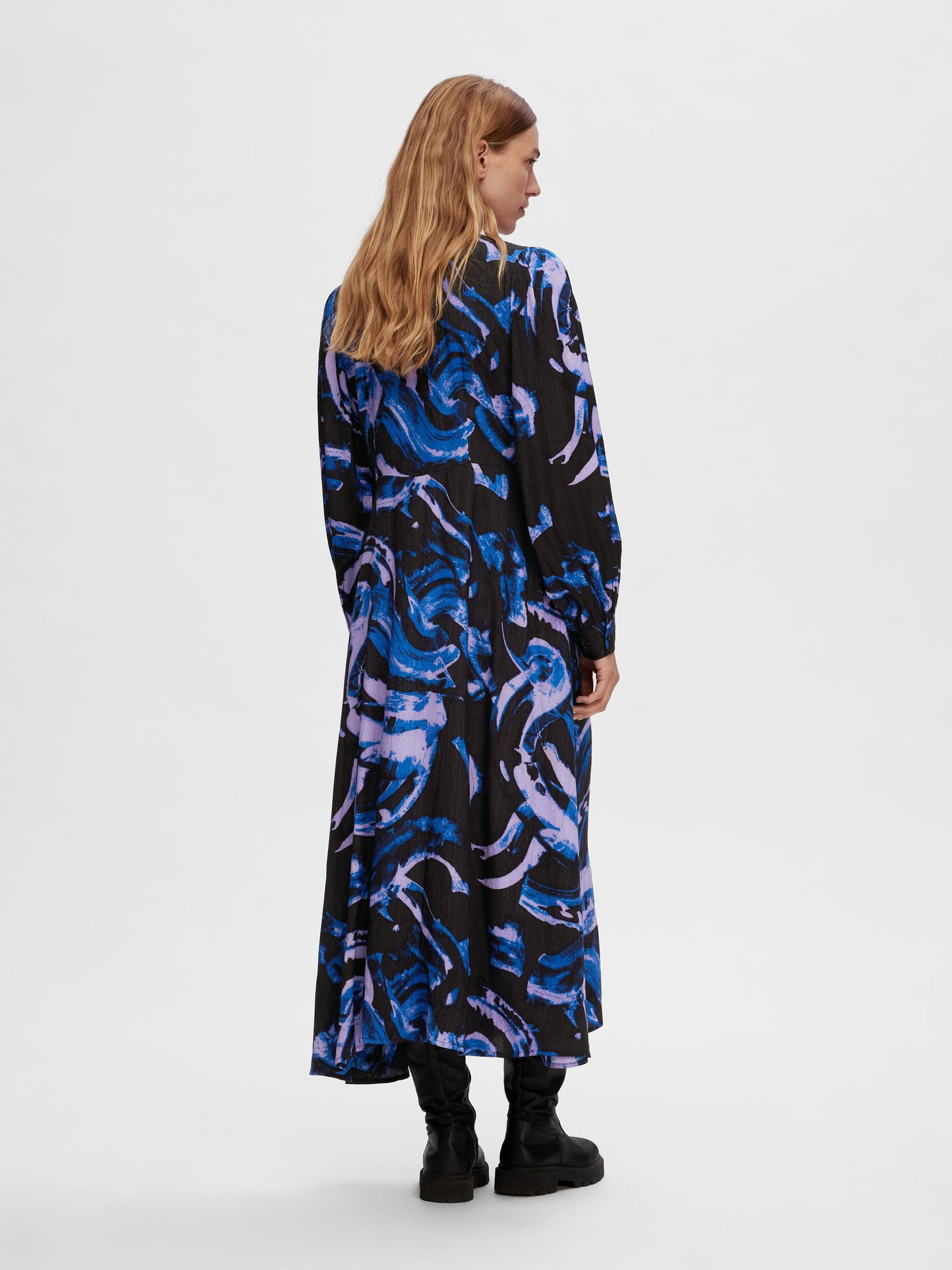 Cendela Midi Dress - Black/Blue