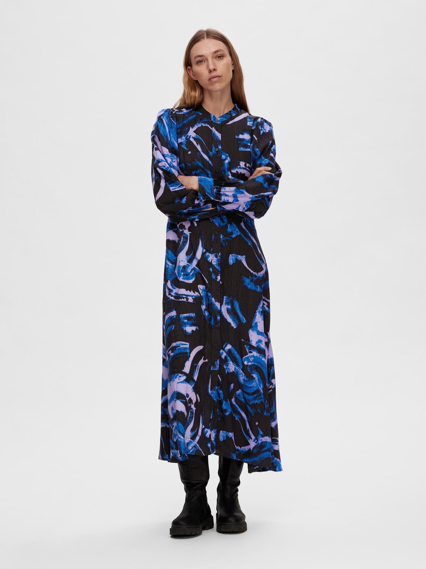 Cendela Midi Dress - Black/Blue