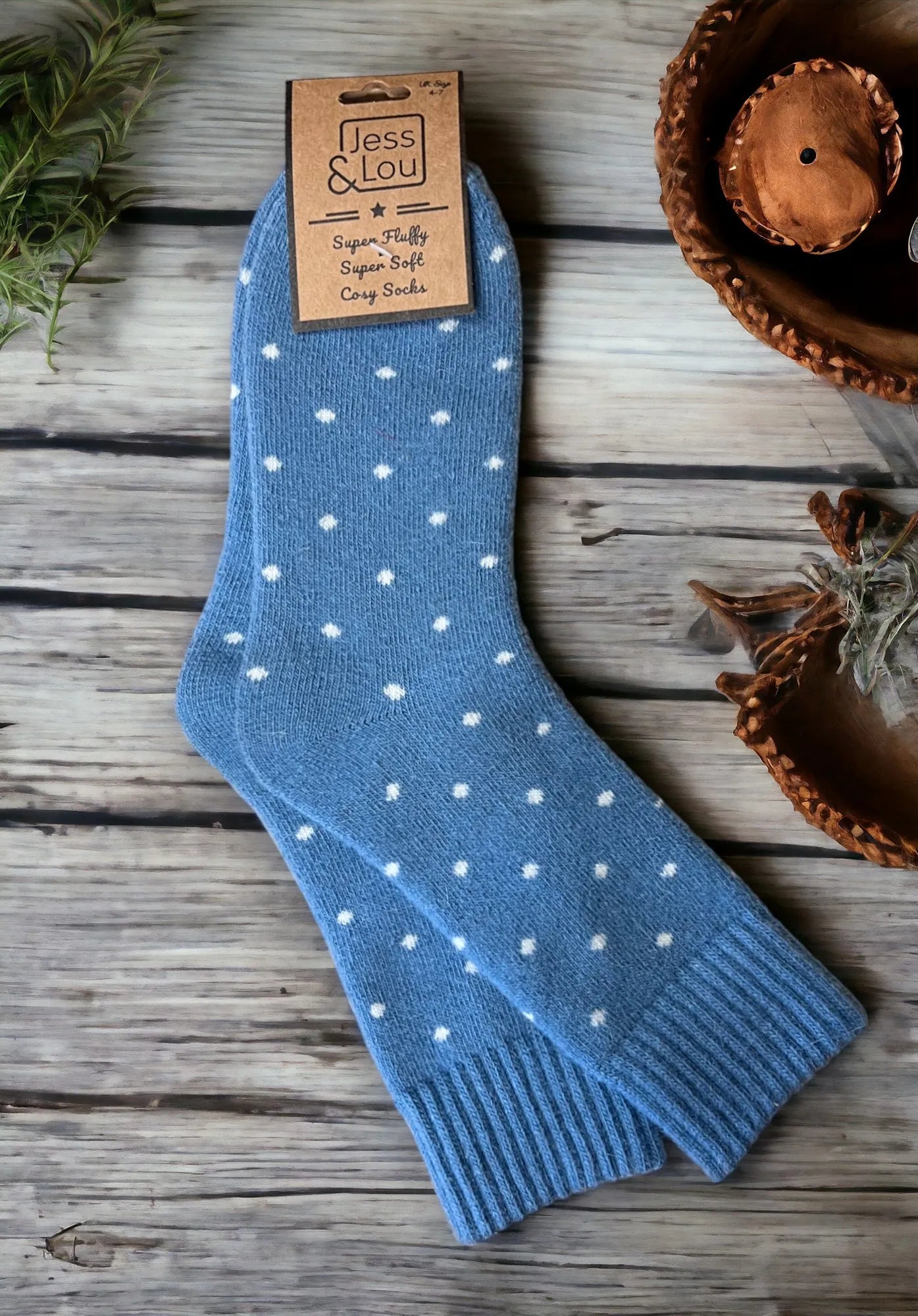 Dots Cosy Socks - Cornflower