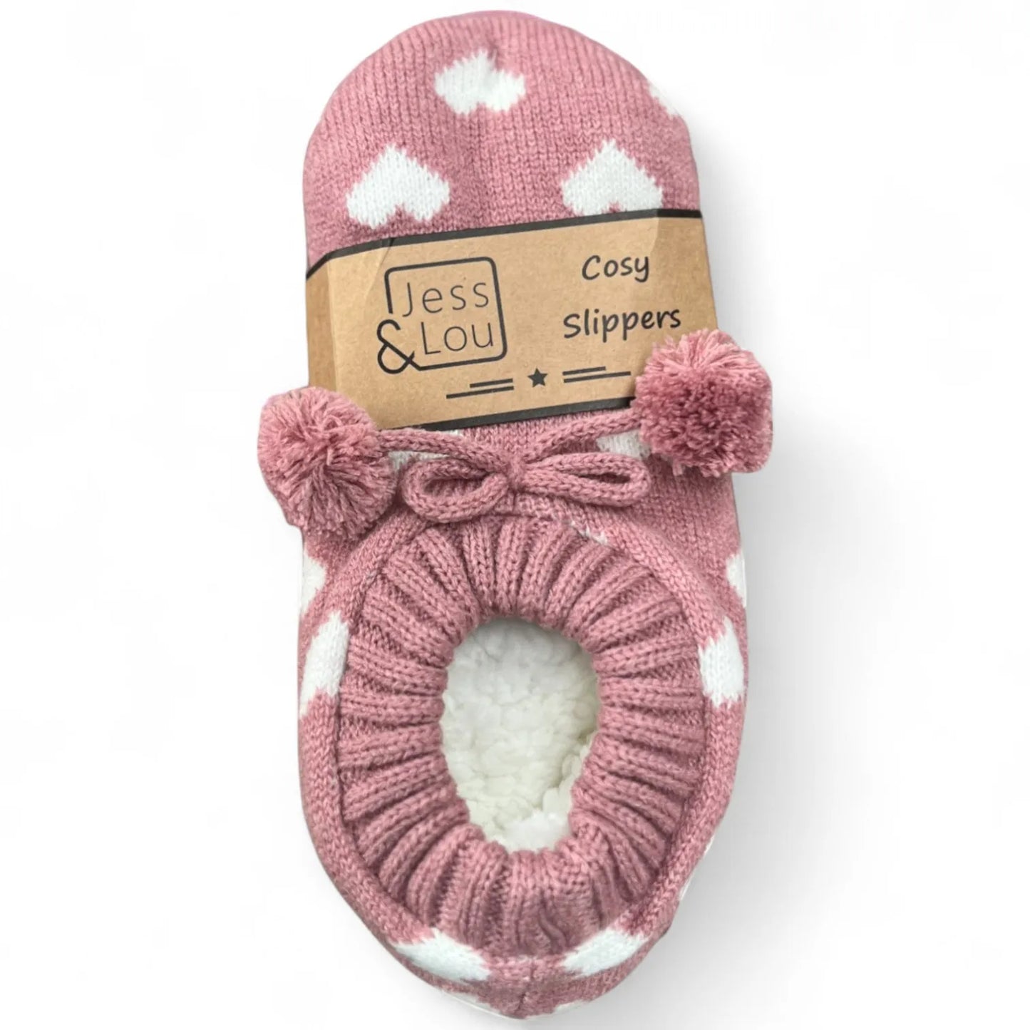 Cosy Short Heart Slipper Socks - Pink