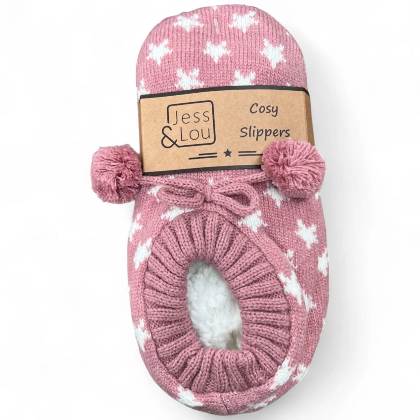 Cosy Short Star Slipper Socks - Pink