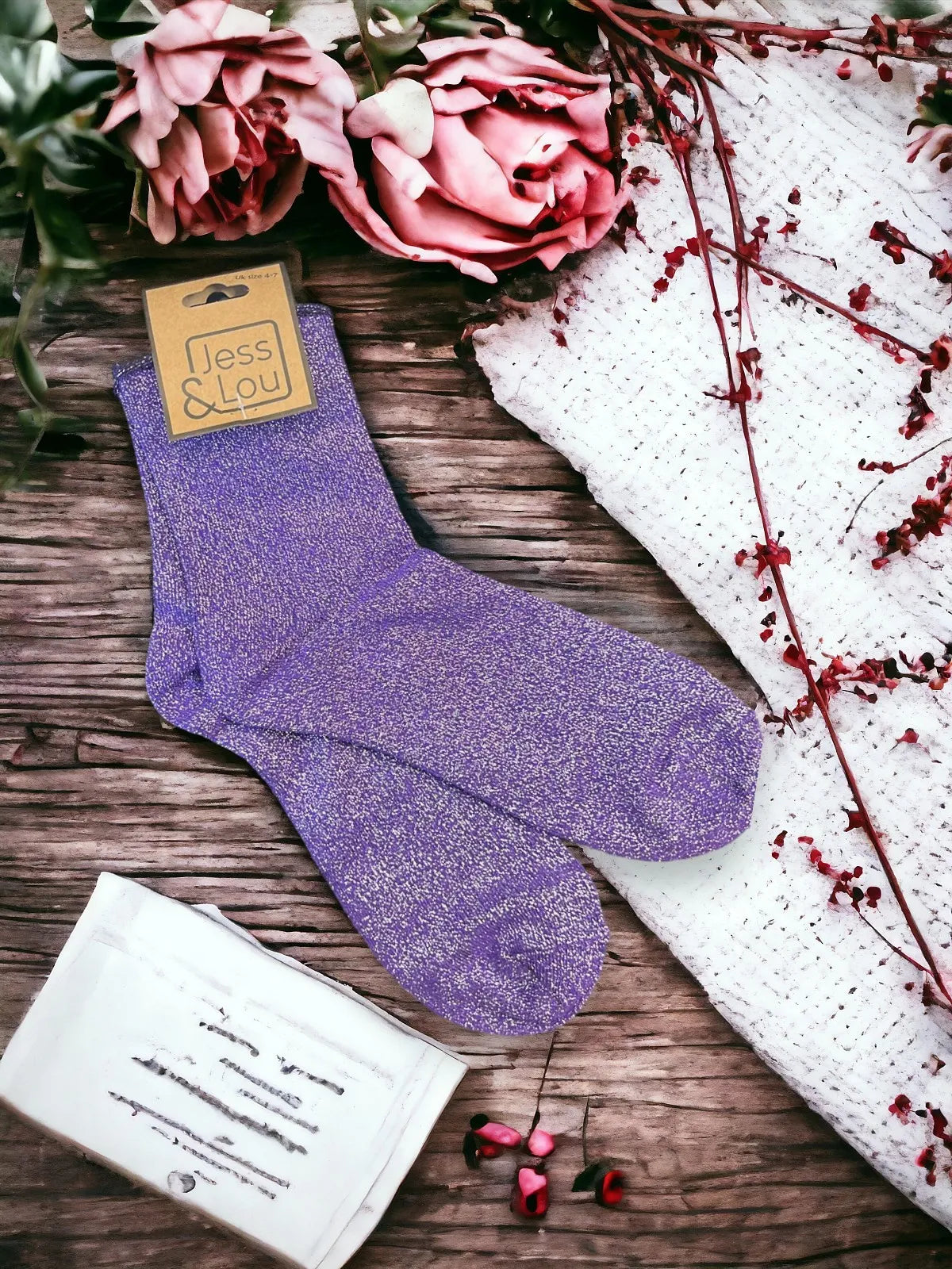 Sparkly Cotton Socks - Purple