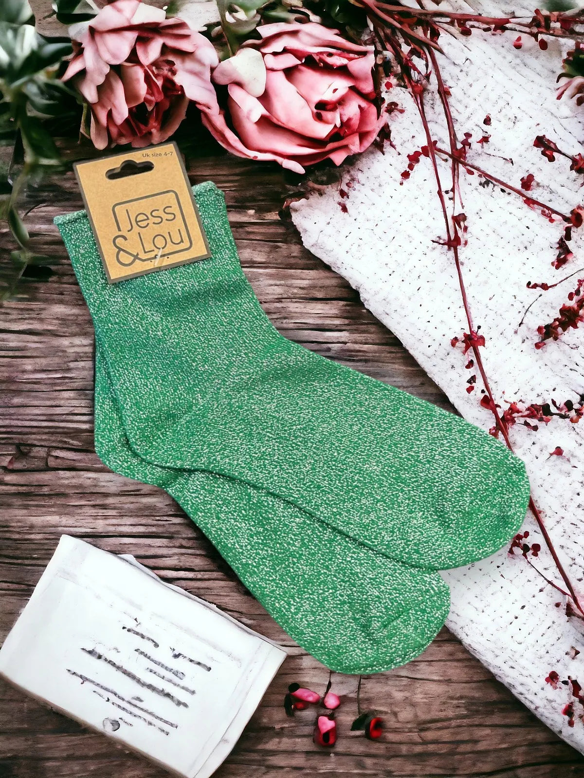 Sparkly Cotton Socks - Green
