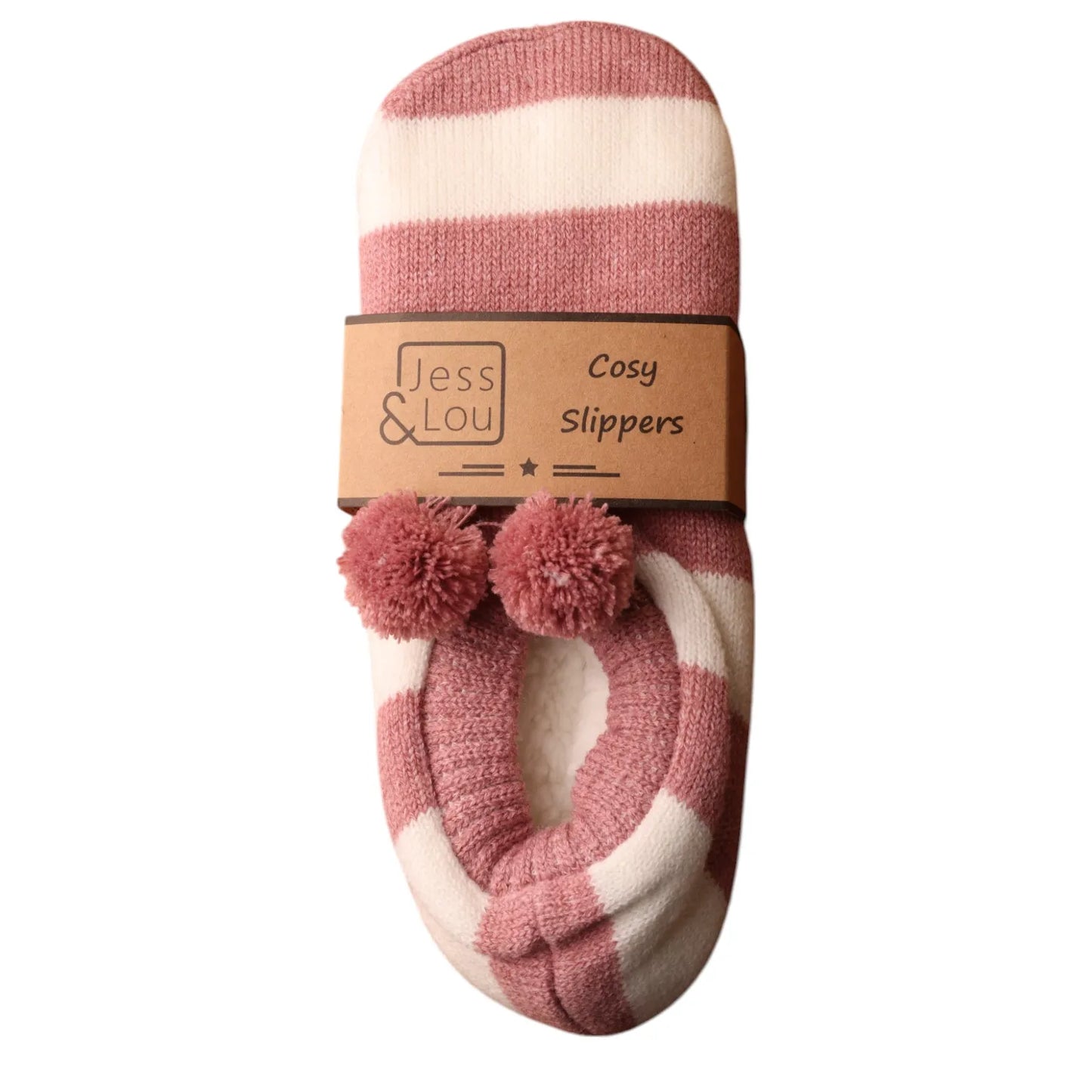 Cosy Short Stripe Slipper Socks - Pink