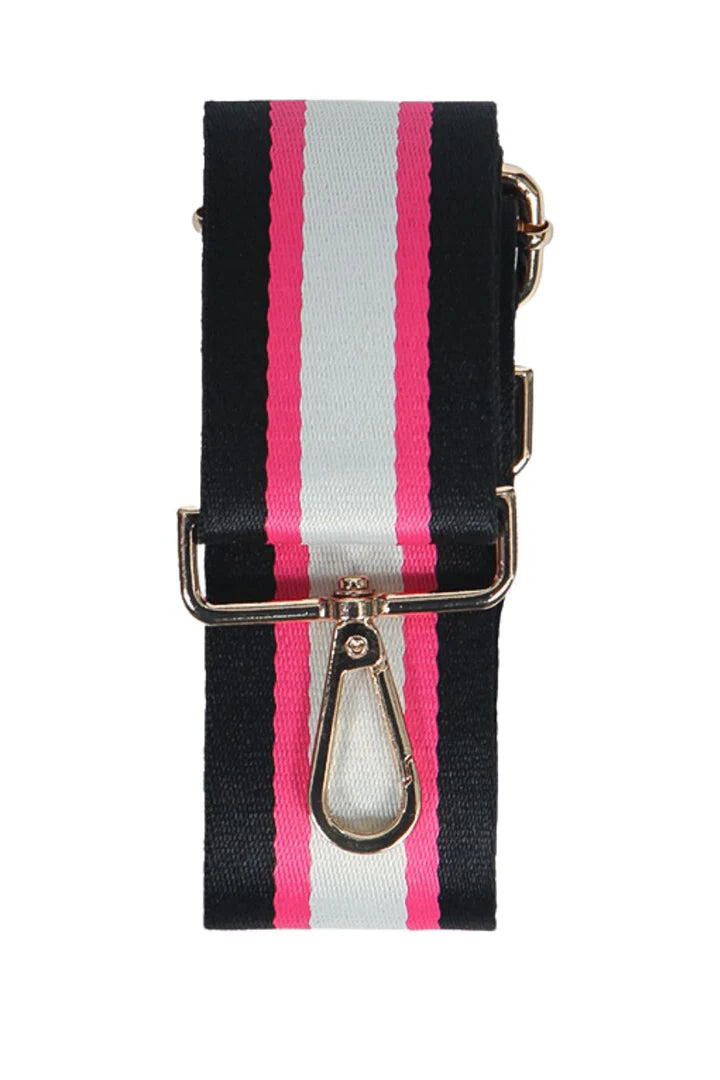 Glitter Bag Strap - Black Fushia Stripe