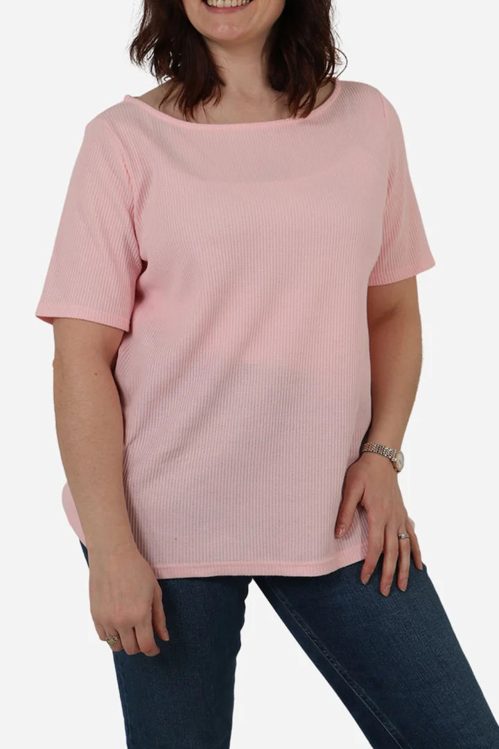 Boat Neck Top - Pink