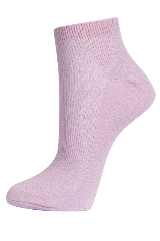 Ankle Glitter Socks - Pink