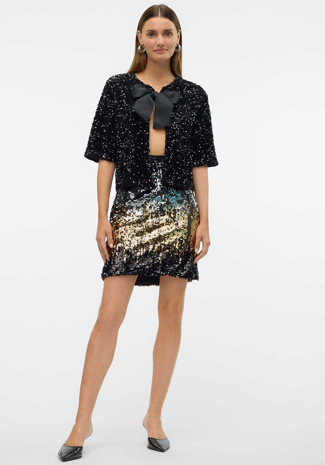Ria Sequin Skirt - Black Ombre