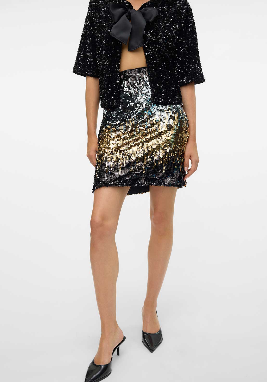 Ria Sequin Skirt - Black Ombre