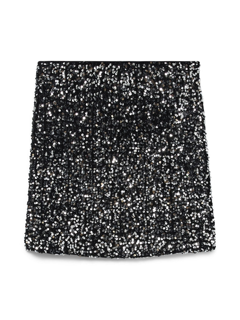 Bella High Waisted Skirt - Black Silver