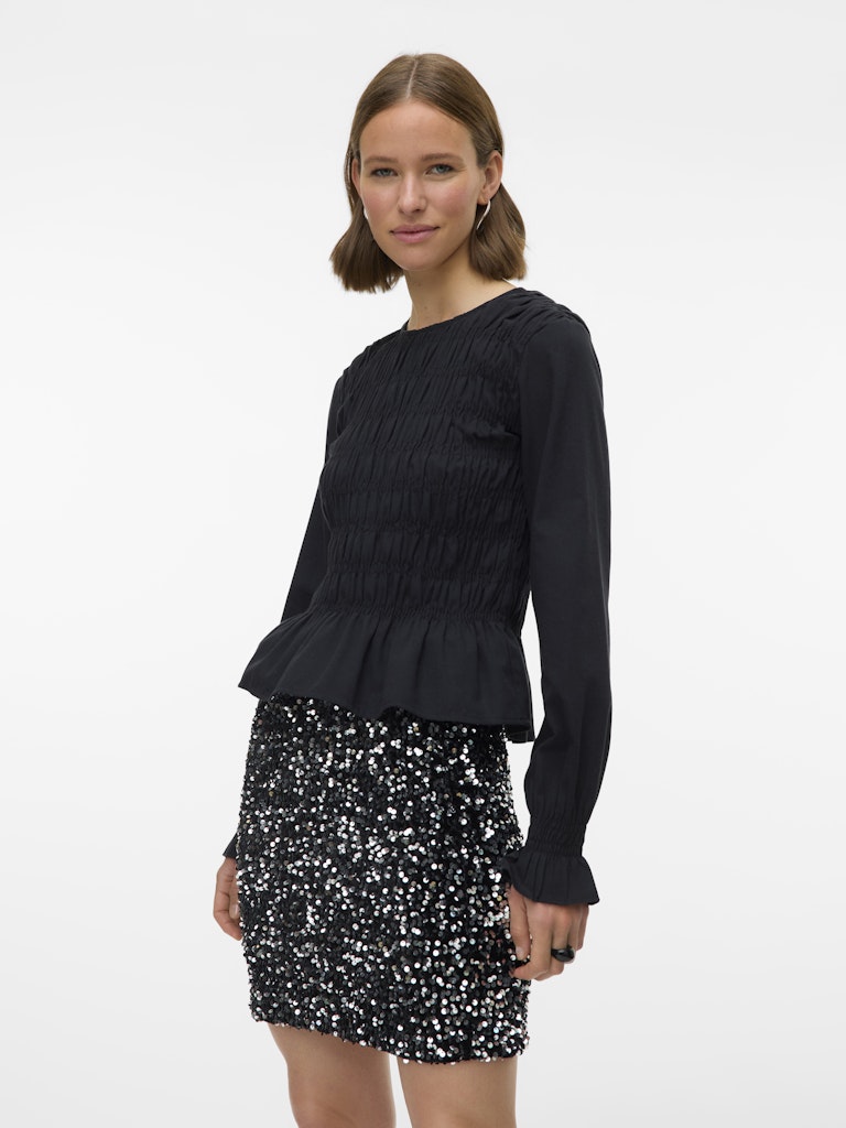 Bella High Waisted Skirt - Black Silver