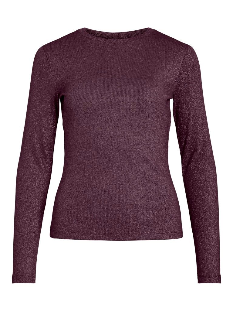 Catrea Crew-Neck Glitter Top - Fig