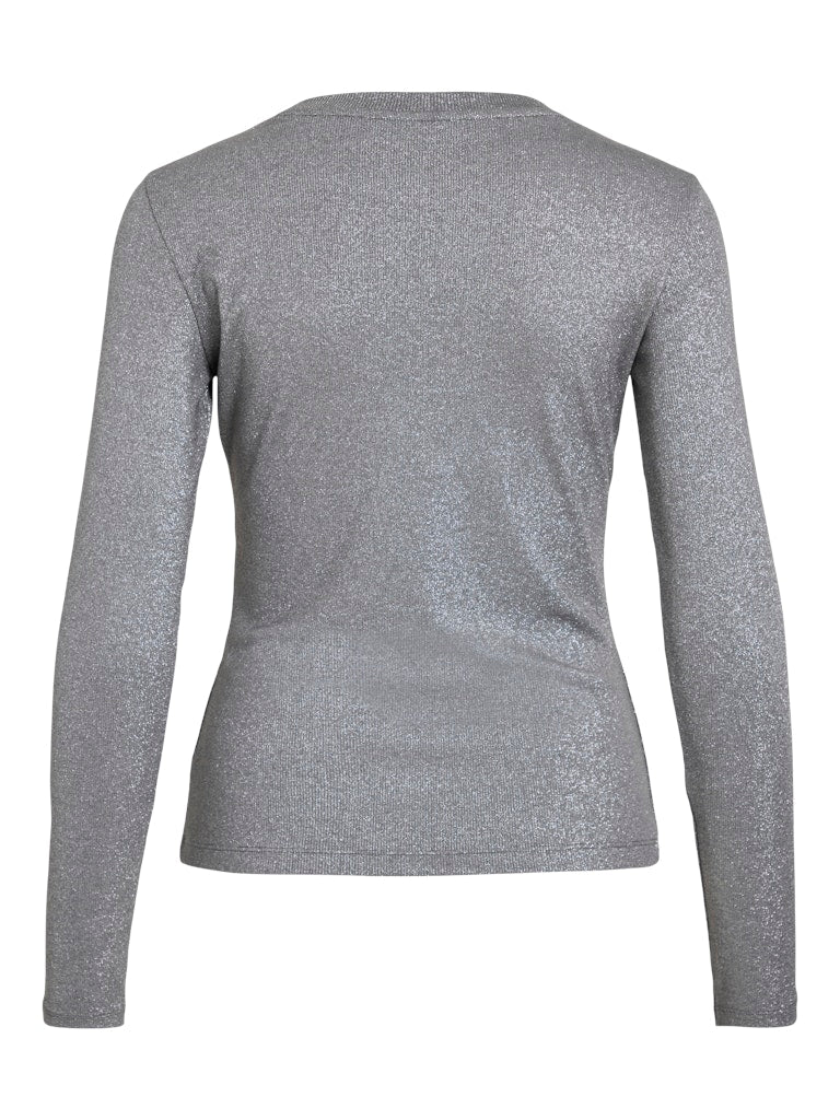 Catrea Crew-Neck Glitter Top - Grey