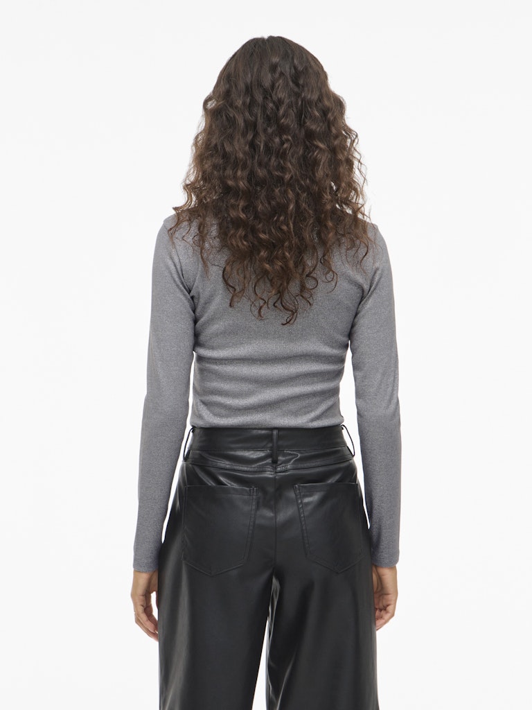 Catrea Crew-Neck Glitter Top - Grey