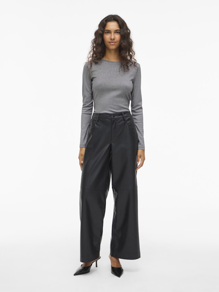 Catrea Crew-Neck Glitter Top - Grey