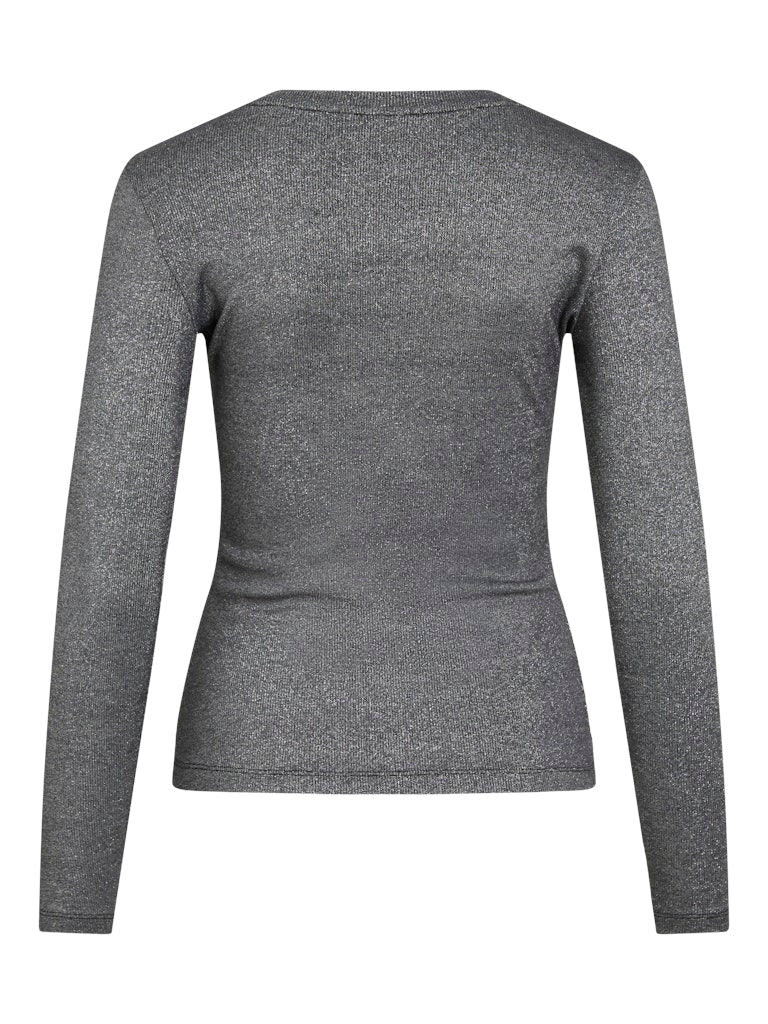 Catrea Crew-Neck Glitter Top - Black