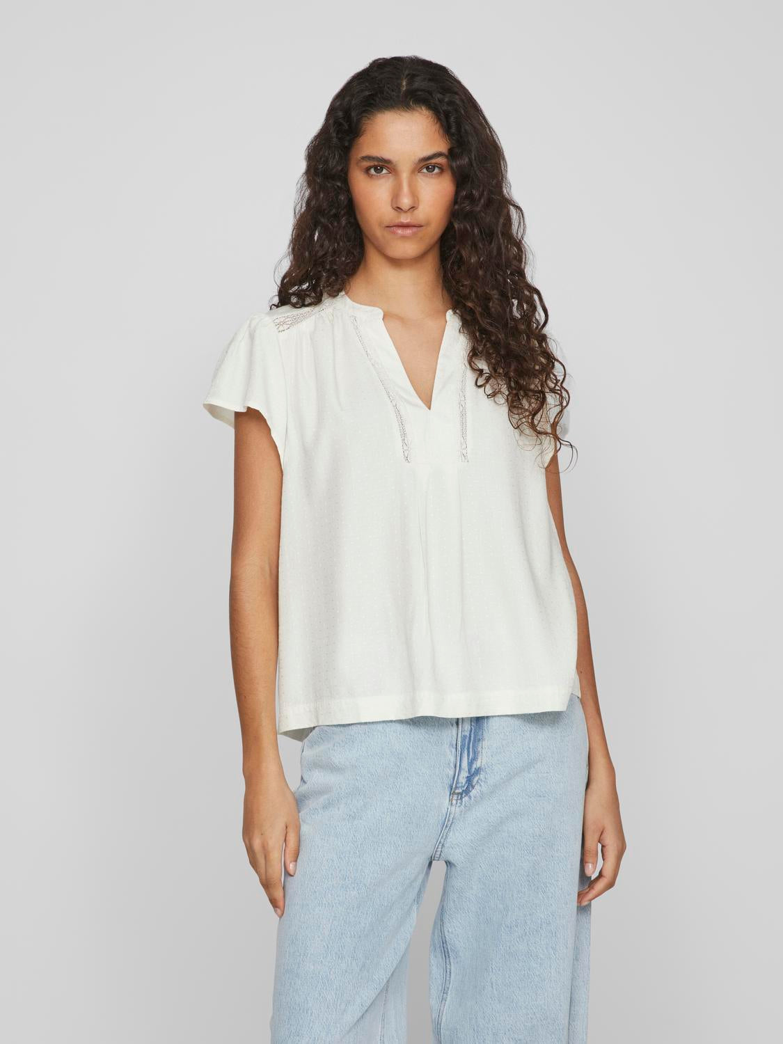 Nensa V-Neck Top - Egret