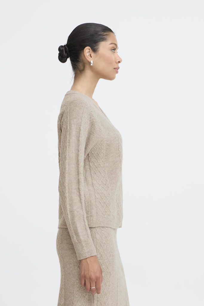 Nikolina V-Neck Jumper - String Melange