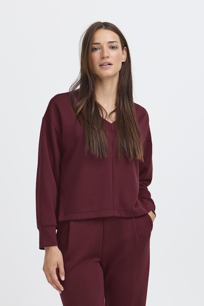 Pusti V-Neck Cropped Blouse - Port Royale