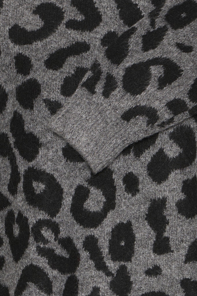 Minya Leopard Jumper - Mid Grey Melange