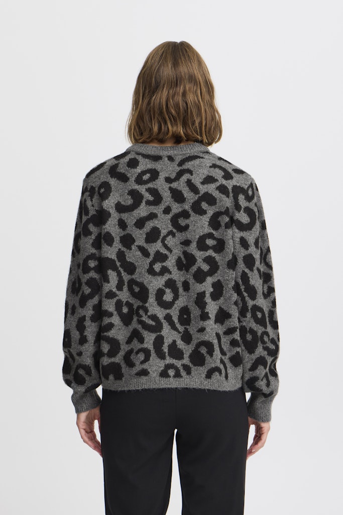 Minya Leopard Jumper - Mid Grey Melange