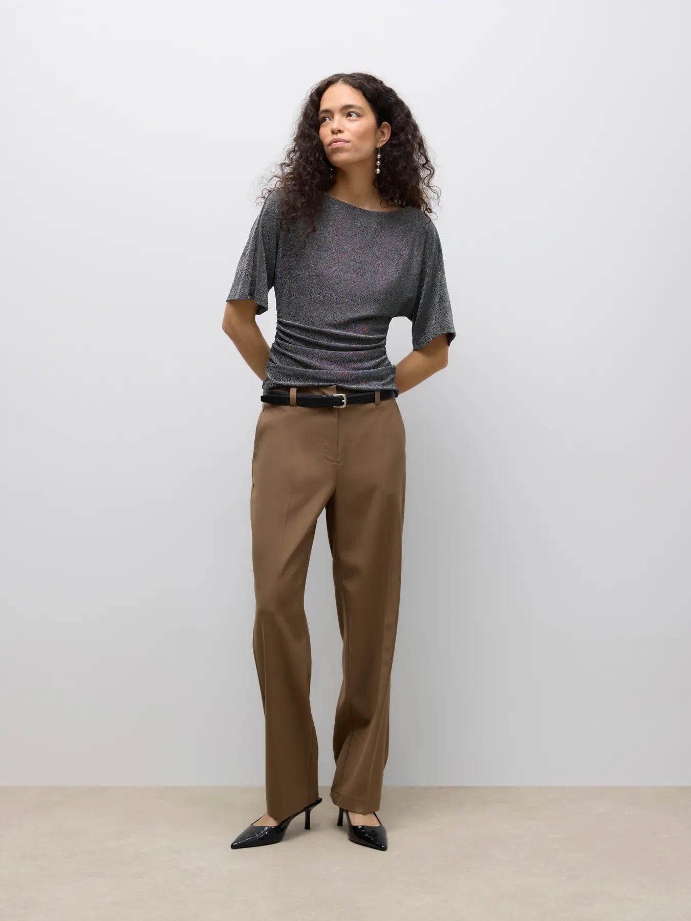 Ursula Boatneck Top - Black silver Lurex