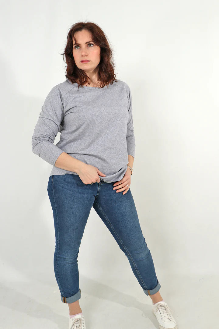 Plain Long Sleeve Top - Medium Grey