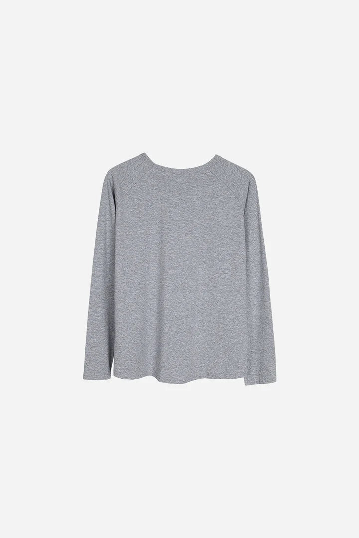 Plain Long Sleeve Top - Medium Grey