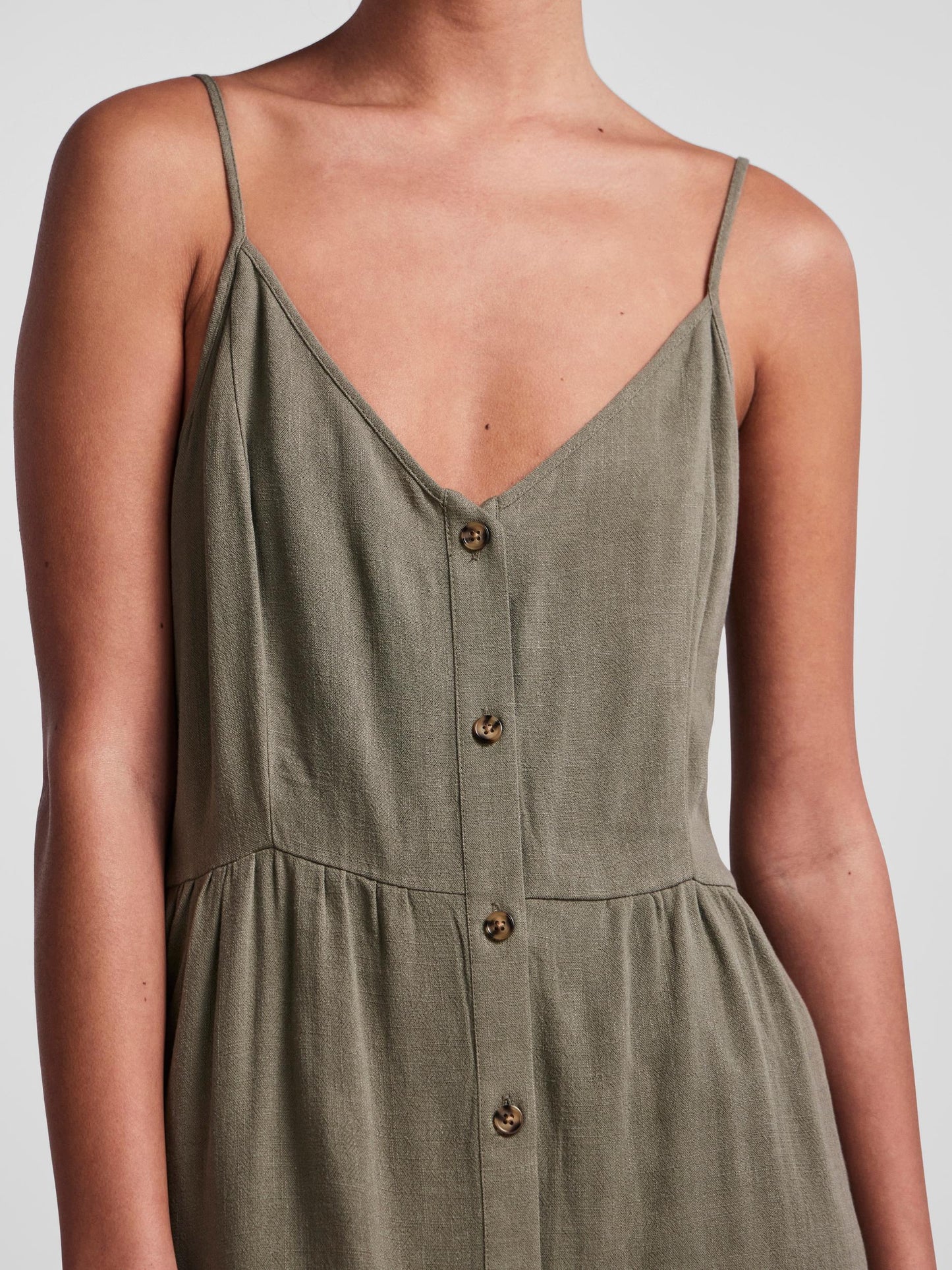 Vinsty Linen Slip Dress - Deep Lichen