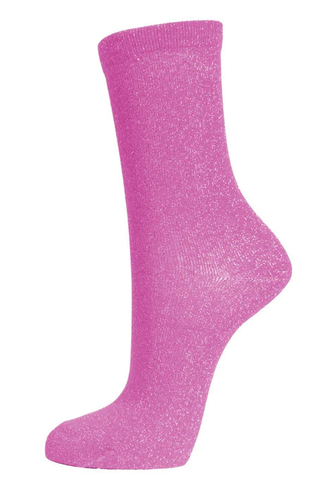 Glitter Socks - Hot Pink/Silver