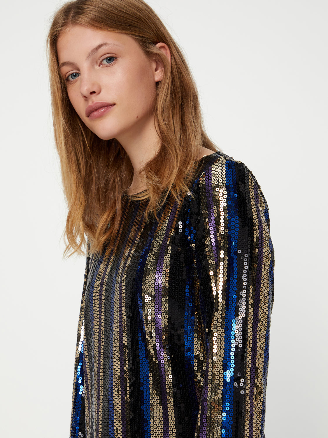 Doris Sequin Dress - Stripe Multi