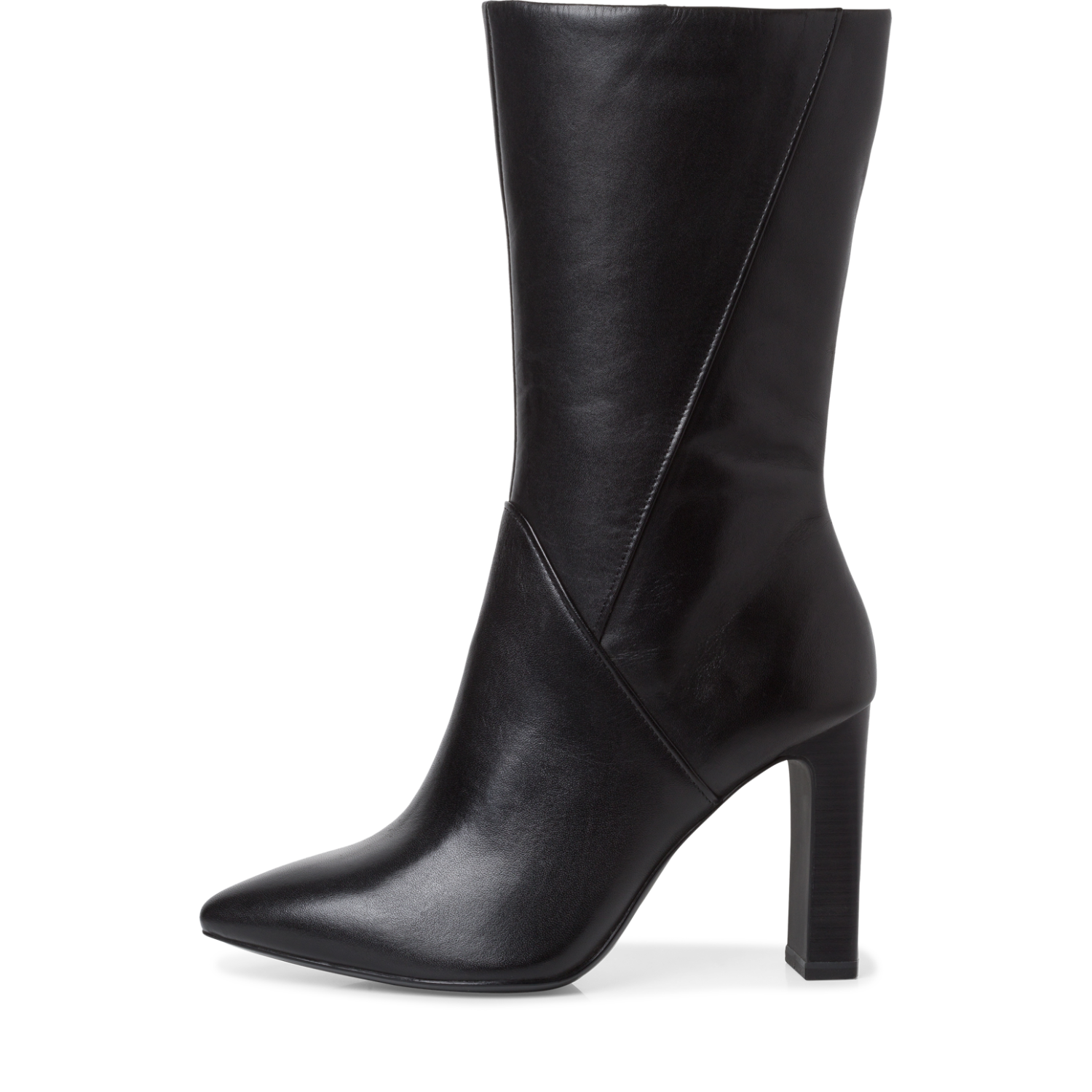 Leather Heeled Calf Length Boots Black Planet