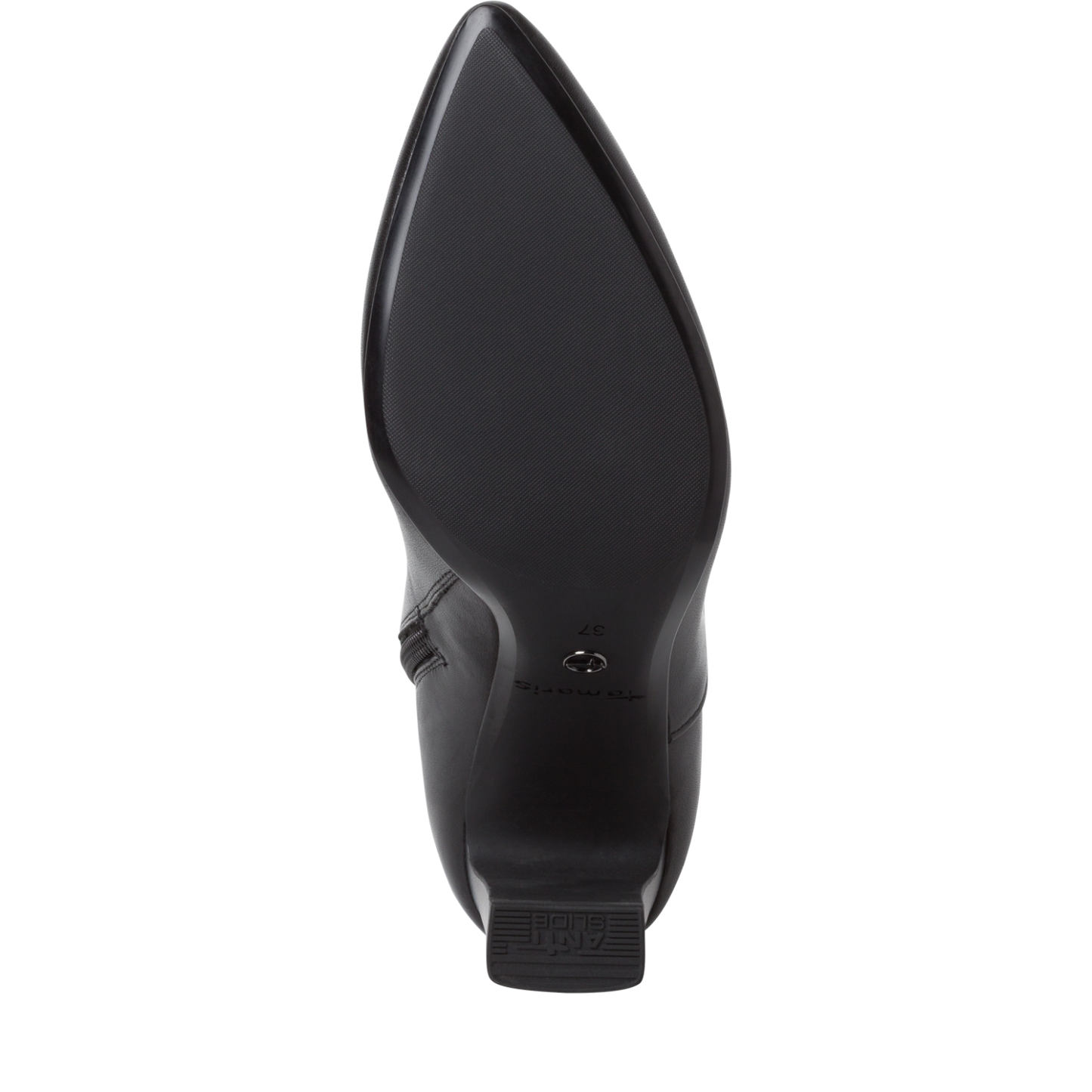 Leather Heeled Calf Length Boots - Black