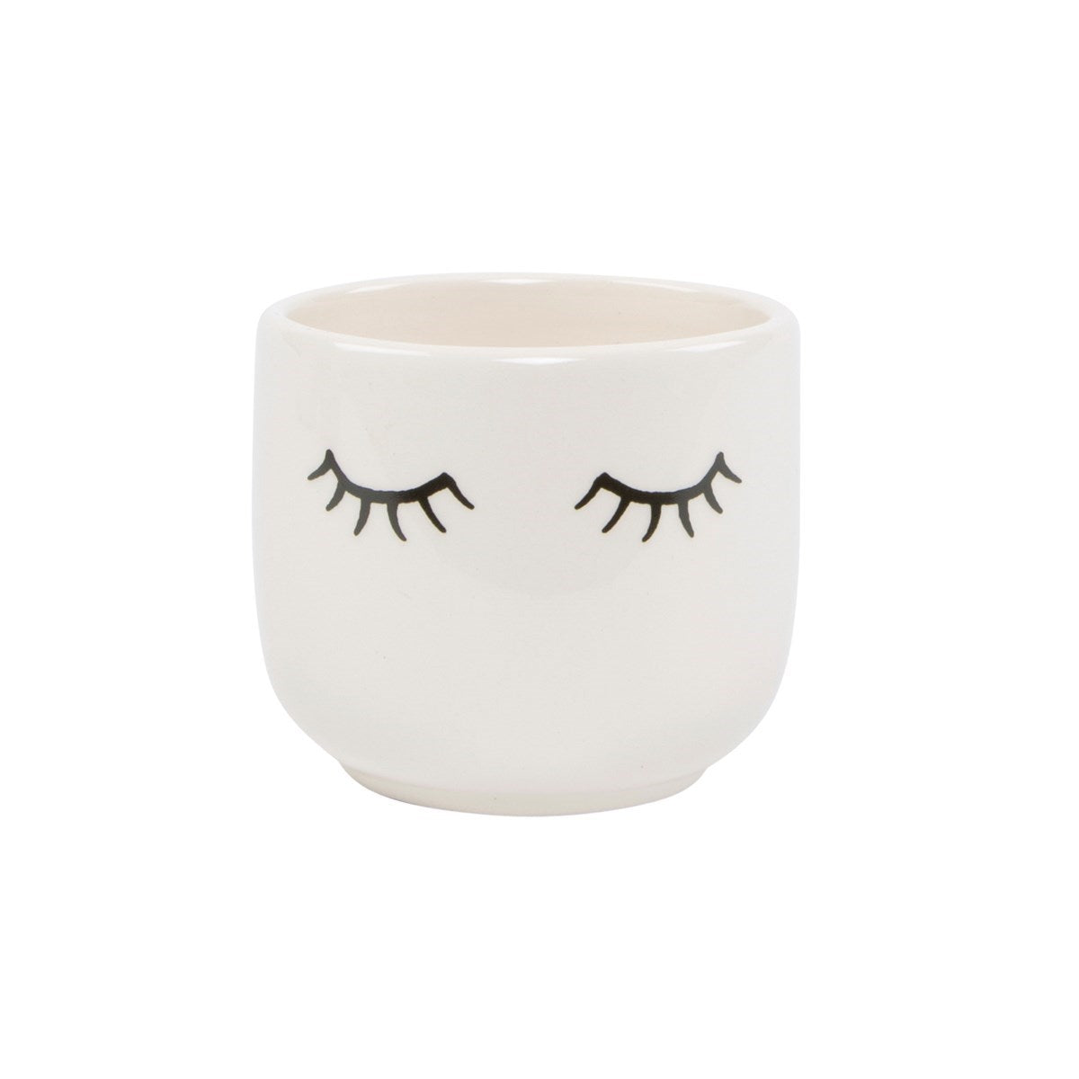 Mini Eyes Shut Planter - White