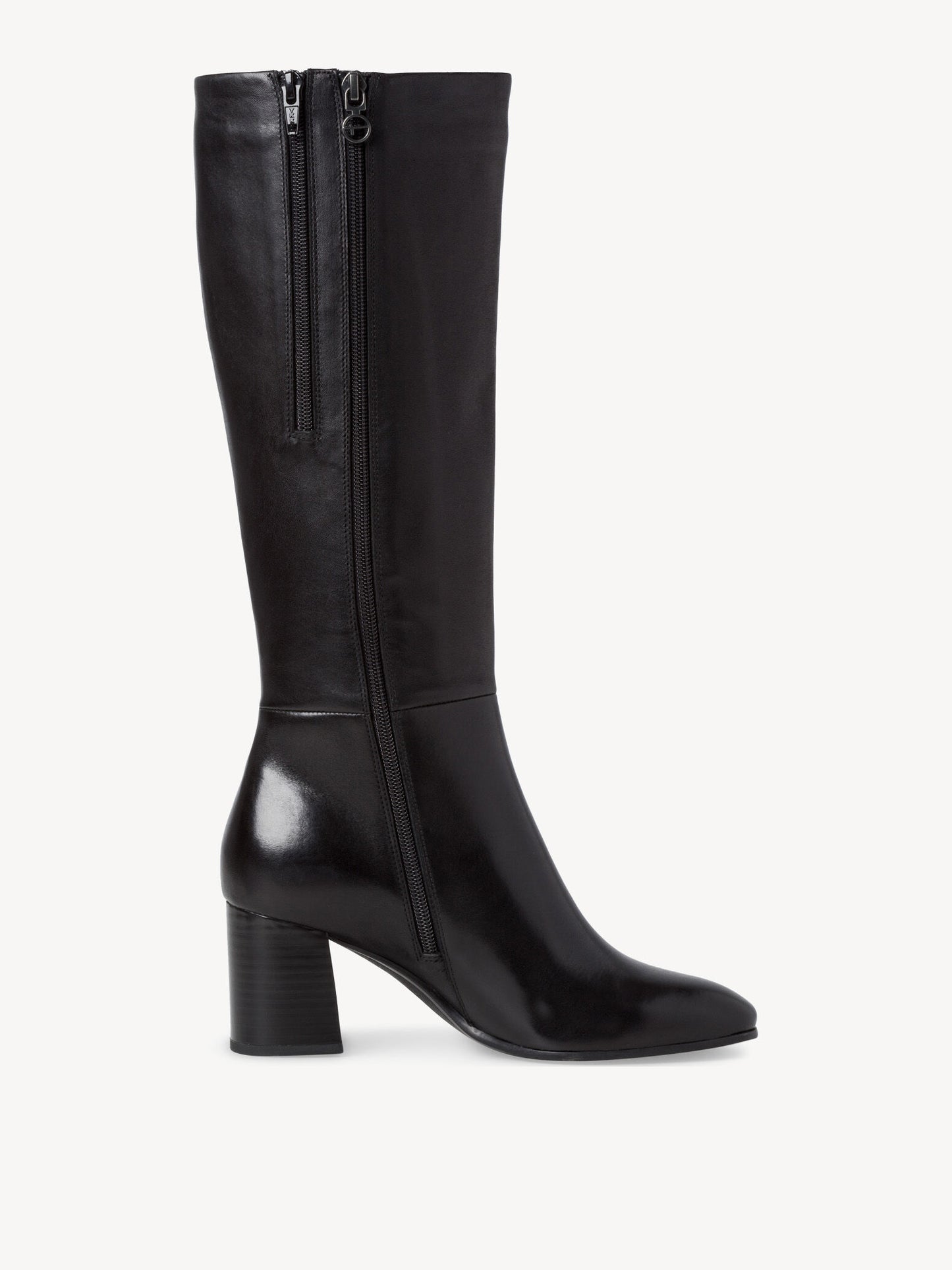 Knee High Leather Boots - Black