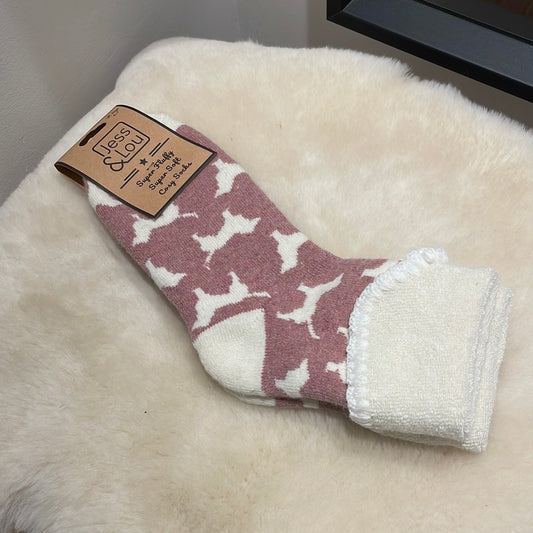Cuffed Dog Design Cosy Socks - Pink