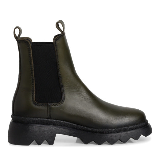 Chunky Pull On Chelsea Boots - Olive