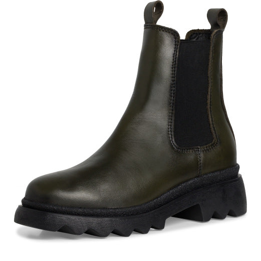 Chunky Pull On Chelsea Boots - Olive