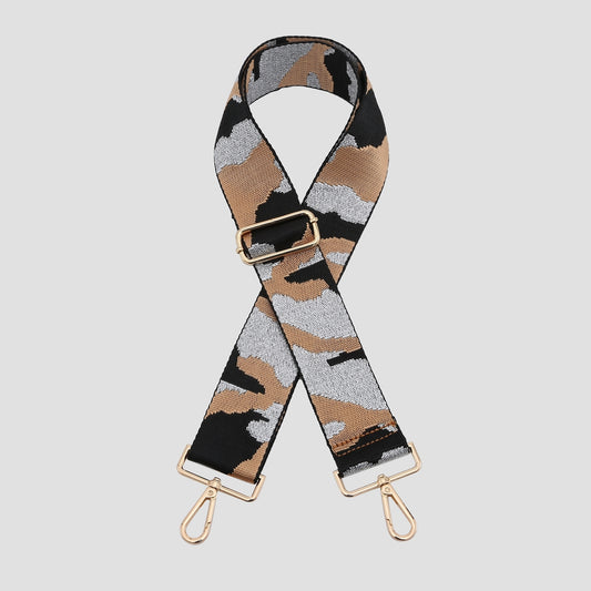 Camo Bag Strap - Metallic Camel/Black/Silver